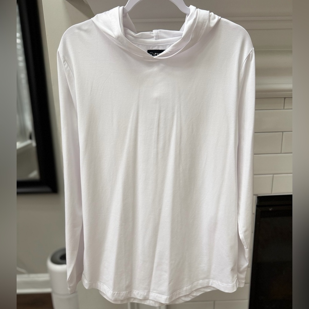 Cuts Clothing - Curve-Hem Long Sleeve Hoodie - Size L - Like New - White